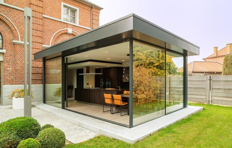 moderne veranda met plat dak pauwels