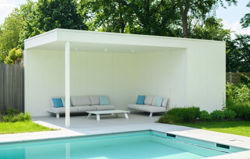 pauwels veranda outdoor line wit aluminium poolhouse
